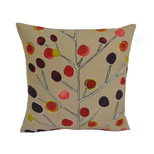 Scion - Beerenbaum - Nerz / Pflaume / Beere / Limette - Künstlerischer Bunter Baum-Kissenbezug - Handgemachter Dekokissen Designer Wohndekor