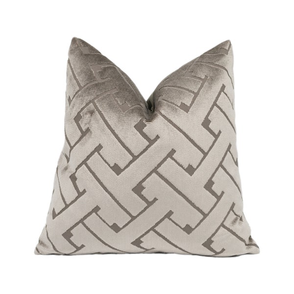 Edinburgh Weavers - Tetra Velvet - Steel - Handmade Cushion Cover Stunning Throw Pillow Designer Home Décor