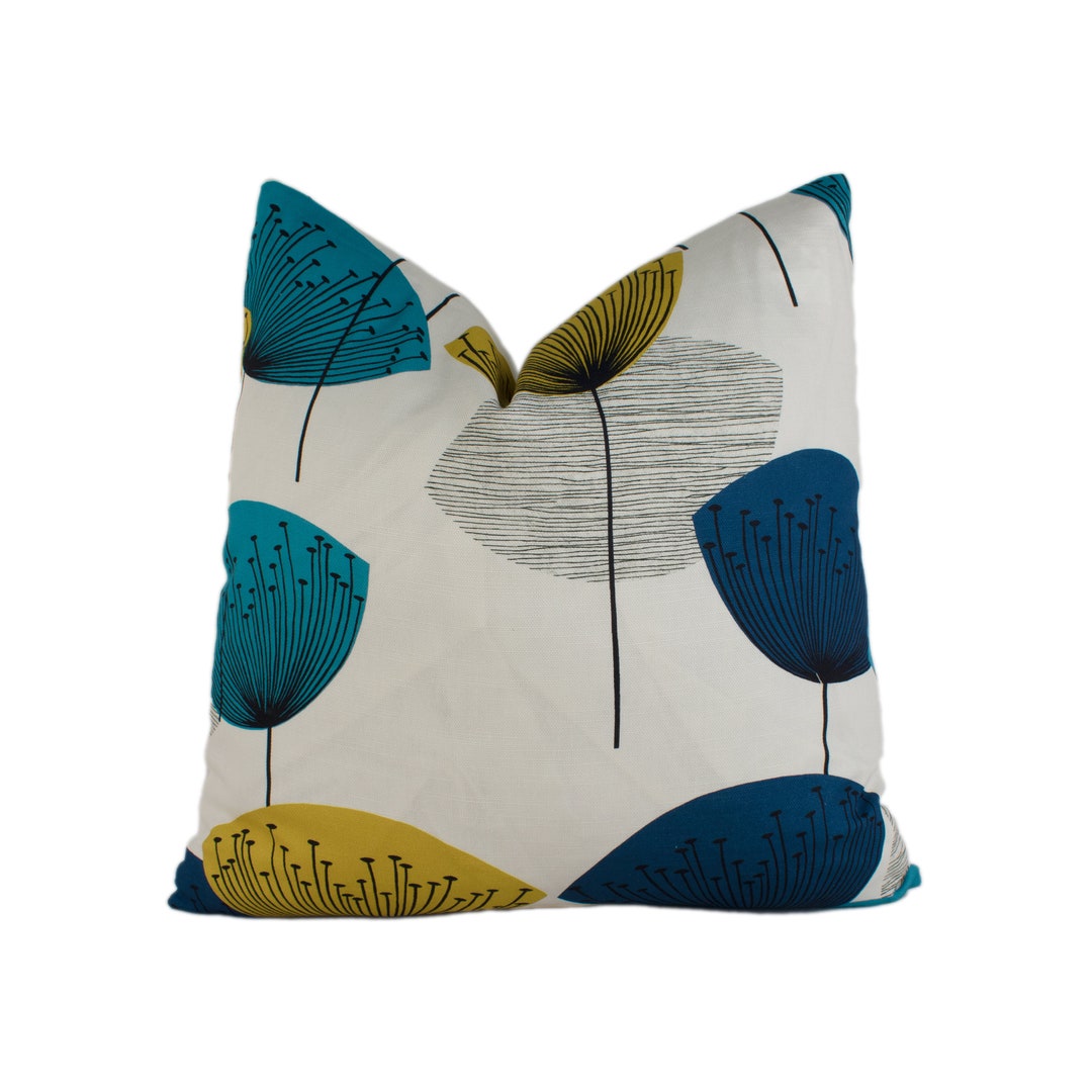 Sanderson Dandelion Clocks Teal Cushion Cover Throw Pillow Designer