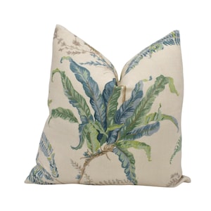 Colefax & Fowler - Woodfern - Leaf Green - Cushion Cover - Delicate Fern Print Pillow - Handmade Botanical Luxury Accent - Cottagecore Decor