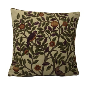 William Morris - Kelmscott Tree - Mulberry / Russet - Classic English Designer Cushion Cover - Luxury Throw Pillow - Handmade Home Decor image 1