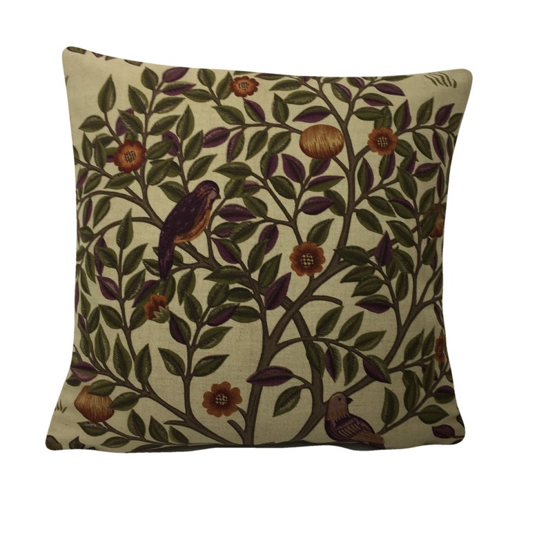 William Morris - Kelmscott Tree - Mulberry / Russet - Classic English Designer Cushion Cover - Luxury Throw Pillow - Handmade Home Decor image 1