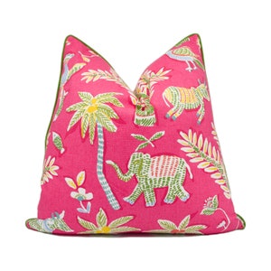 Thibaut - Goa - Pink - Bright Funky Contrast Piped Cushion Cover - Handmade Throw Pillow - Designer Home Décor