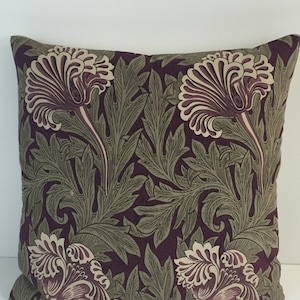 William Morris - Tulip - Heather / Olive - Cushion Cover Throw Pillow Designer Home Decor