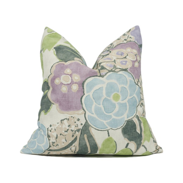 Thibaut - Anna French - Laura - Lavender and Green - Chic Contemporary Floral Cushion Cover - Handmade Throw Pillow - Designer Home Décor