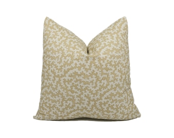 Sanderson - Truffle - Wheat - Interesting Small Scale Dotted Mushroom Designer Cushion Cover - Soft Neutral Pattern Cotton Throw Pillow