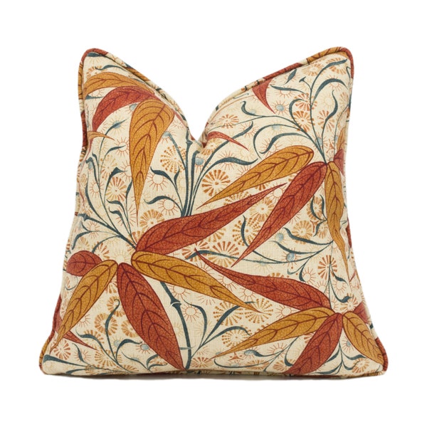 William Morris - Bamboo - Russet / Siena - Colourful Autumnal Floral Plant Cushion Cover - Handmade Throw Pillow - Designer Home Décor