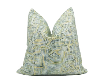 Schumacher - Galina - Sky - Modern Abstract Mosaic Pointillist Designer Cushion Cover - Luxury Throw Pillow - Handmade Home Décor