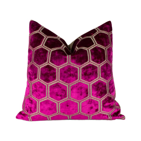 Designers Guild - Manipur - Fuchsia - Luxury Velvet Cushion Cover Throw Pillow Designer Home Decor