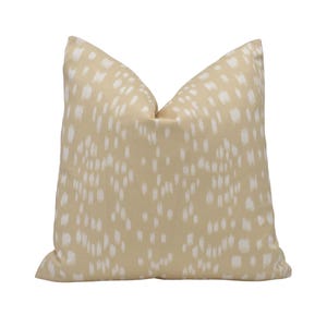 Brunschwig & Fils - Les Touches - Sand - Signature Animal Print Cushion Cover - Contemporary Neutral Cat Print Cotton Throw Pillow Handmade