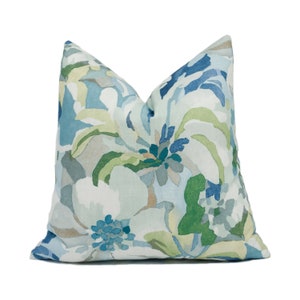 Jane Churchill - Hot House - Teal / Blue - Abstract Floral Cushion Cover - Handmade Throw Pillow - Designer Home Décor