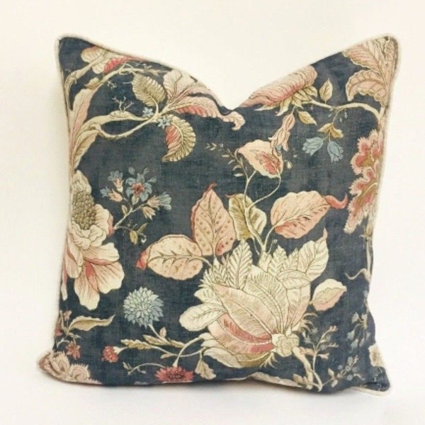 Clarke & Clarke - Sissinghurst - Midnight / Spice - Stunning Contrast Piped Cushion Cover Throw Pillow Designer Home Decor