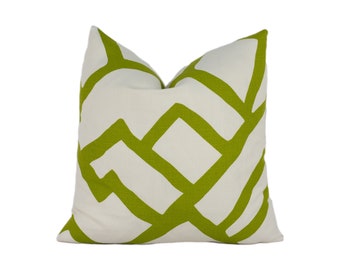 Schumacher - Zimba - Soft Chartreuse - Stylish Graphic Avant Garde Designer Cushion Cover - Handmade Throw Pillow - Luxury Home Decor