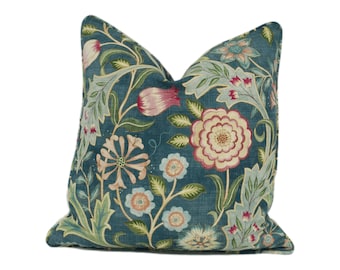 William Morris - Wilhelmina - Teal - Cushion Cover Throw Pillow Designer Home Décor
