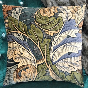 William Morris - Acanthus Velvet - Slate Blue / Thyme - Cushion Cover Throw Pillow Designer Home Decor