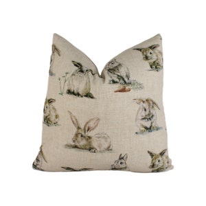Clarke & Clarke x Studio G - Rabbits - Lino - Impresionante funda de cojín de diseño para decoración del hogar