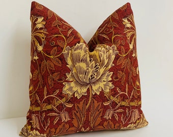 William Morris - Honeysuckle and Tulip - Brick / Russet - Cushion Cover Throw Pillow Designer Home Decor