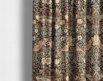 William morris strawberry thief chocolate slate curtains made to measure drapes designer home decor