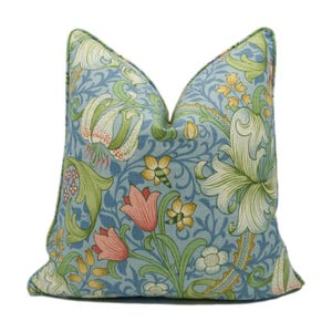 William Morris - Golden Lily Major - Mineral - Classic Bold Morris Floral Designer Cushion Cover - Luxury Throw Pillow - Handmade Home Decor