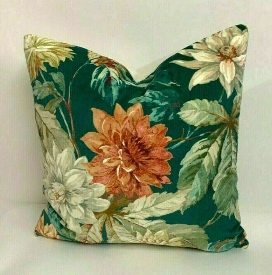 Sandersons Dahlia Velvet Teal Russet Designer Cushion Cover Etsy