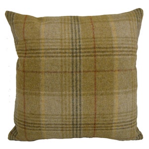 Abraham Moon - Huntingtower - Sand - 100% Pure New Wool Plaid Cushion Cover - Handmade Throw Pillow - Designer Country Home Decor