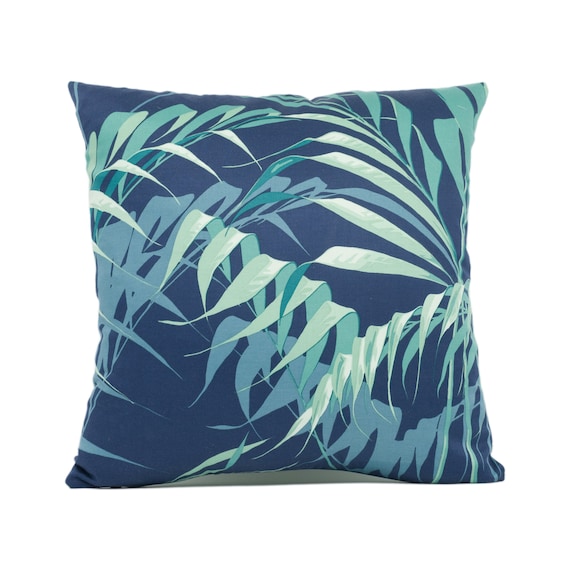 Sanderson Palm House Ink Teal Tropical Leafy Palm Tree