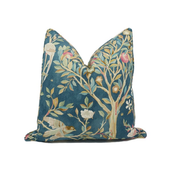 William Morris - Melsetter - Índigo - Hermosa funda de cojín de diseño floral fresco - Cojín decorativo de lujo - Decoración del hogar hecha a mano