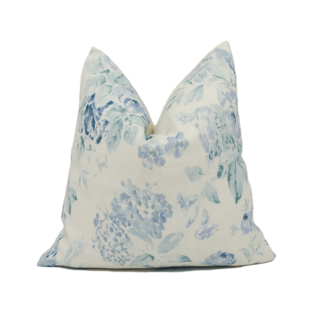 Lee Jofa Hollyhock Aqua / Blue Rare Elegant Floral Cushion Cover ...