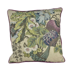 Anna French x Thibaut - Fairbanks - Prugna - Fodera per cuscino floreale di grandi dimensioni anni '20 - Cuscino con bouquet giapponese - Cuscino prugna personalizzato fatto a mano immagine 2