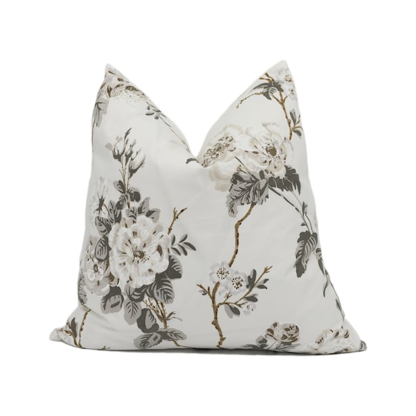 Schumacher - Betty Chintz - Charcoal - Lush Floral Cushion Cover - Handmade Throw Pillow - Designer Home Décor