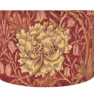 William Morris - Honeysuckle & Tulip  - Brick / Russet - Lampshade - Ceiling Shade - Stunning Handmade Classic Morris Designer Lamp Decor
