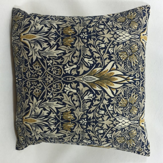 WILLIAM MORRIS /'SNAKESHEAD/' CUSHION COVERS INDIGO//HEMP