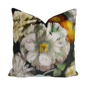 Romo - Black Edition - Herbaria - Peacock - Decadent Floral Velvet - Designer Cushion Cover - Handmade Throw Pillow - Luxury Home Decor