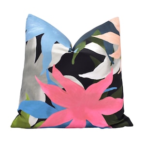 Christian Lacroix x Designers Guild - Iris Des Marais - Taureau - Colourful Abstract French Floral Cushion - Black Modern Marsh Iris Pillow