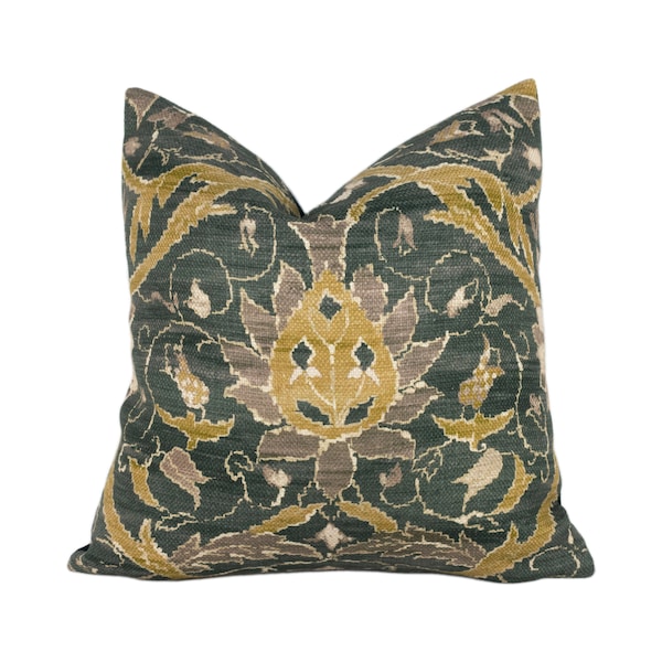 William Morris - Montreal - Charcoal / Mustard - Cushion Cover Throw Pillow Designer Home Decor