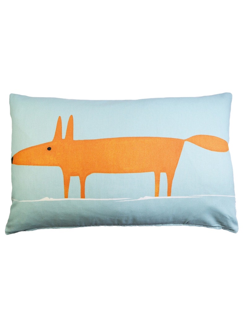 MR FOX Scion Fabric Cushion Covers in 6 Colours Option of Quality Cushion Pad & Double Sided Handmade Designer Home Decor Sky / Tangerine