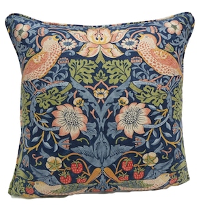William Morris - Erdbeerdieb - Indigo / Mineral - Atemberaubender, kultiger klassischer Designer-Kissenbezug - handgemachtes Wohndekor - Luxusüberwurf