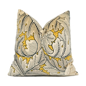 William Morris - Acanthus Velvet - Mustard / Grey - Handmade Cushion Cover Throw Pillow Designer Home Décor