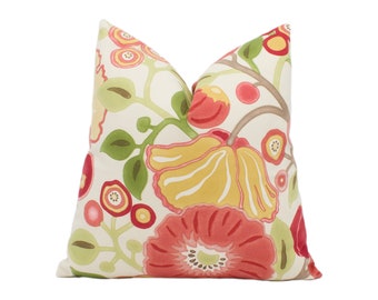 Sanderson - Tree Poppy - Tomato / Olive - Stunning Designer Cushion Cover Home Décor Throw Pillow