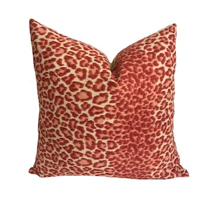 Colefax and Fowler - Panthera - Red - Soft Animal Print Stripe Designer Cushion Cover - Luxury Throw Pillow Handmade Home Decor