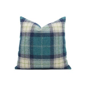 Abraham Moon - Skye - Jade -  100% Wool Cushion Cover - Designer Plaid Pillow Cover - Handmade Custom Abraham Moon Pillow