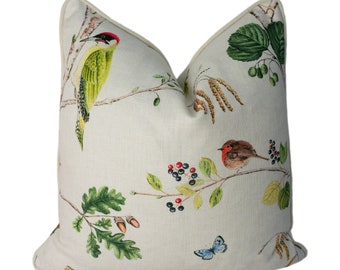 Sanderson - Woodland Chorus - Linen / Multi - Stunning Designer Cushion Cover Home Decor Throw Pillow