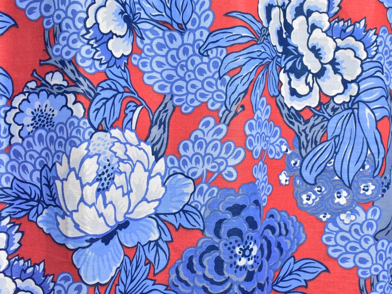 Thibaut Honshu Red and Blue Made to Measure Curtains Etsy
