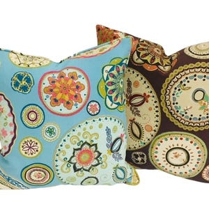 Harlequin - Olena - 2 combinaciones de colores disponibles - Bonita funda de cojín de diseño con círculos de cachemira vintage, hecha a mano, para decoración del hogar