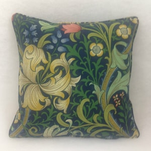 William Morris - Golden Lily - Midnight / Green - Classic Bold Morris Floral Designer Cushion Cover - Luxury Throw Pillow - Handmade Home