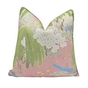 Anna French x Thibaut - Willow Tree - Blush - Symbolic Spiritual Japanese Willow Tree Floral Designer Cushion Cover Preppy Pink Cottage Core