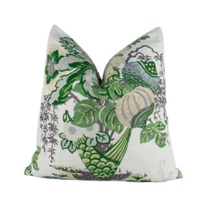 Anna French x Thibaut - Fairbanks - Salook Kollektion - Grün und Weiß - Atemberaubender Blumen Kissenbezug - Handgemachter Kissenbezug Luxusdekor