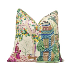 Manuel Canovas - Leyla - Rose Indien - Vibrant Statement Silk Road Inspired Designer Cushion Cover - Multi Coloured Eclectic Bold Decor