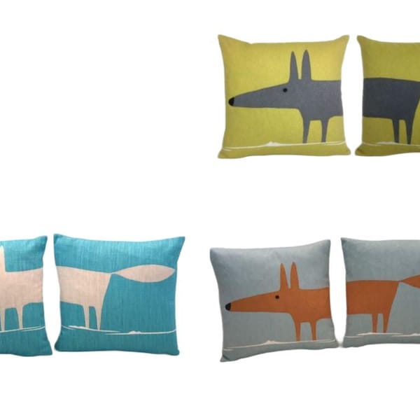 Scion - Mr Fox - Pair of 12" Double-Sided Cushion Covers - 8 Colours Available - Designer Throw Pillow Stunning Scatter Pillow Home Decor