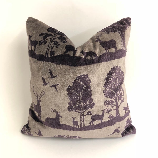 Voyage - Aviemore - Damson - Sumptuous Scottish Highland Velvet Cushion Cover - Handmade Throw Pillow Designer Home Decor